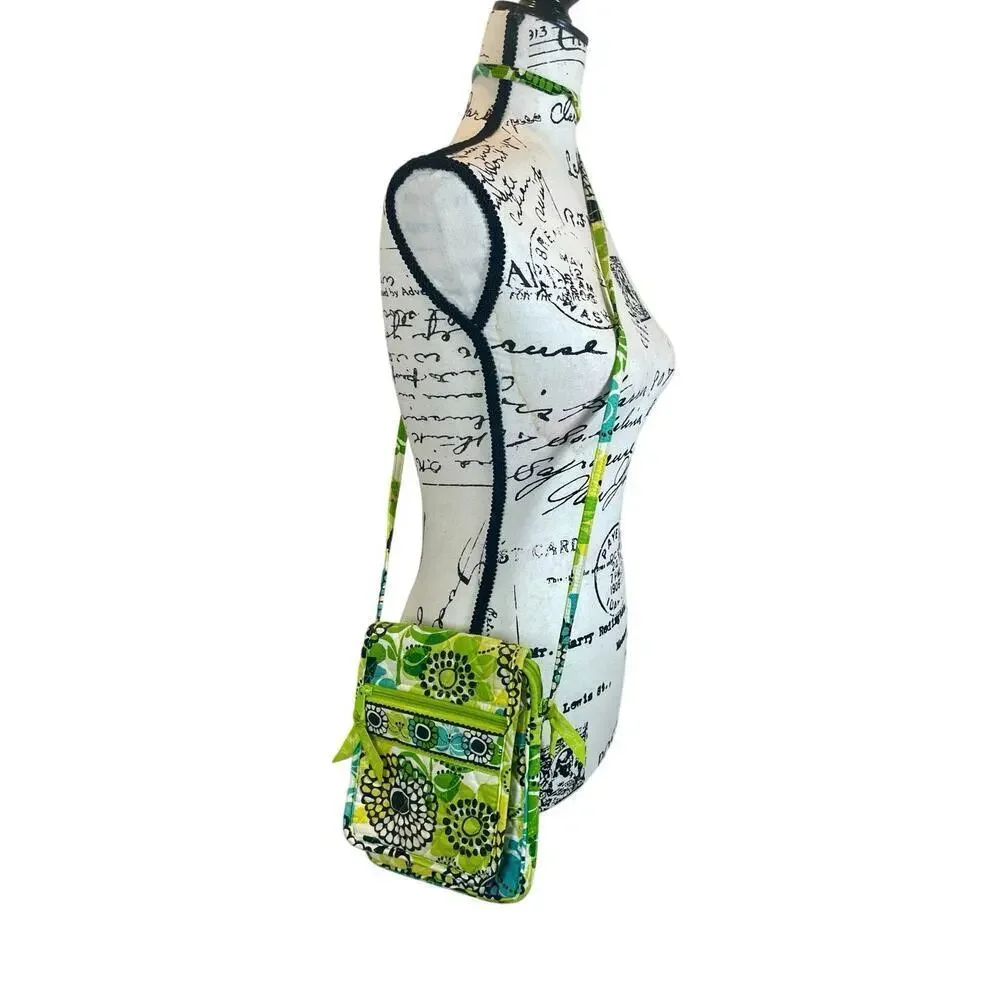 VERA BRADLEY MINI HIPSTER CROSSBODY BAG FLORAL LIME GREEN BOHO QUILTED VERSATILE